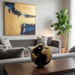 Luxury Black and Gold Globe Sculpture by Bruno Helgen - Image 2