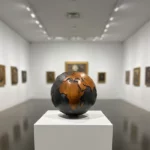Teak Wood & Graphite Globe by Bruno Helgen - Image 2